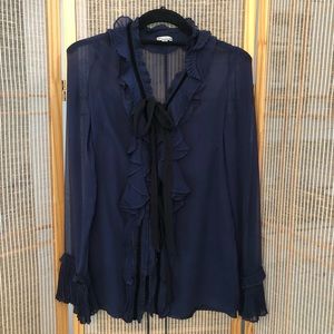 Foley & Corinna Navy Blouse with Black Detail